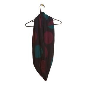 Lulu Guinness Women's Contrast Circle Dot Infinity Scarf Stretch Knit Acrylic
